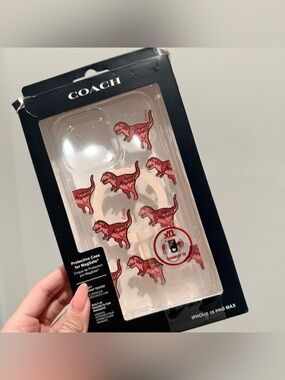 New Coach Clear Phone Case with Glitter Rexy Dinosaur - iPhone 15 Pro Max